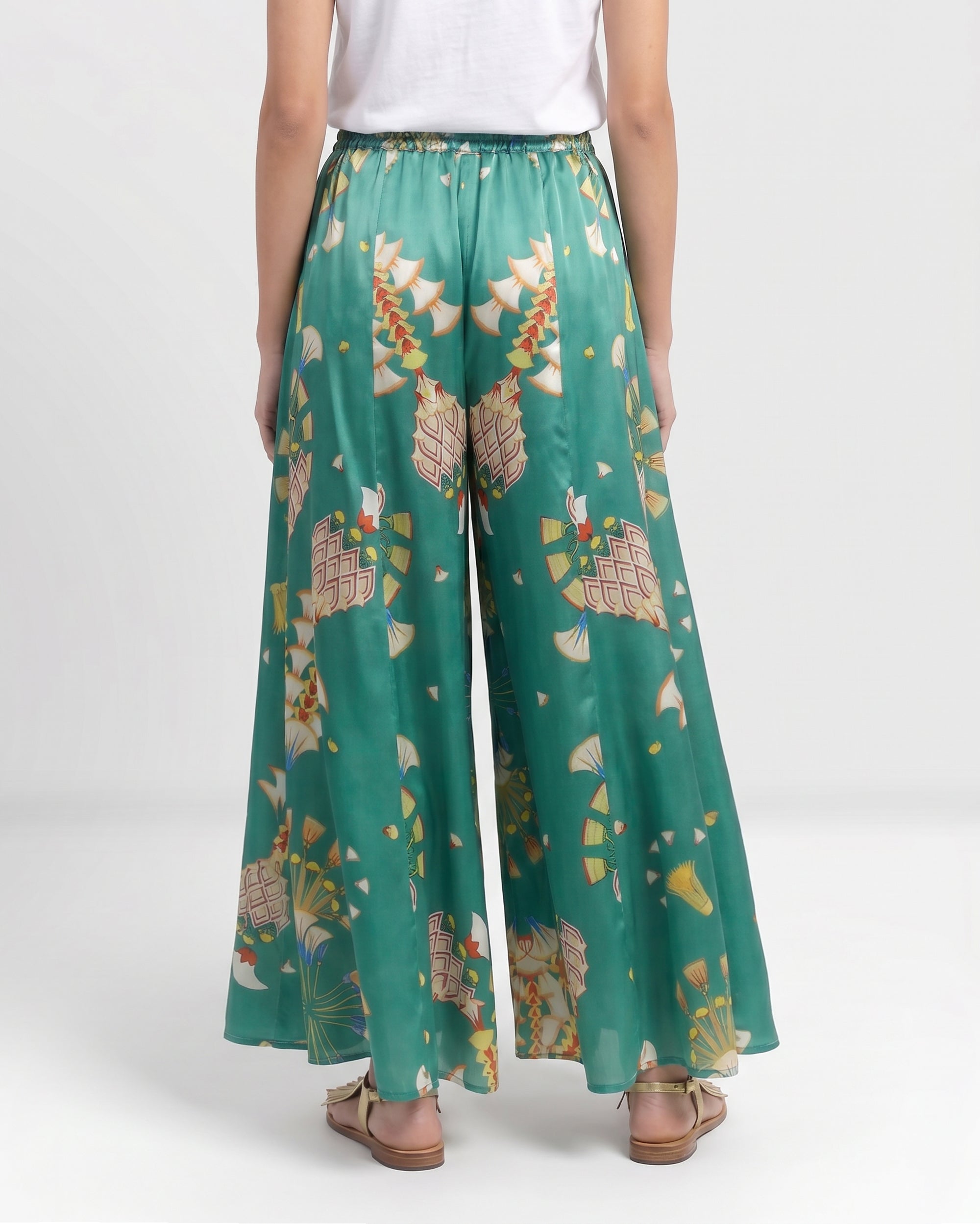 Pantalone verde in seta
