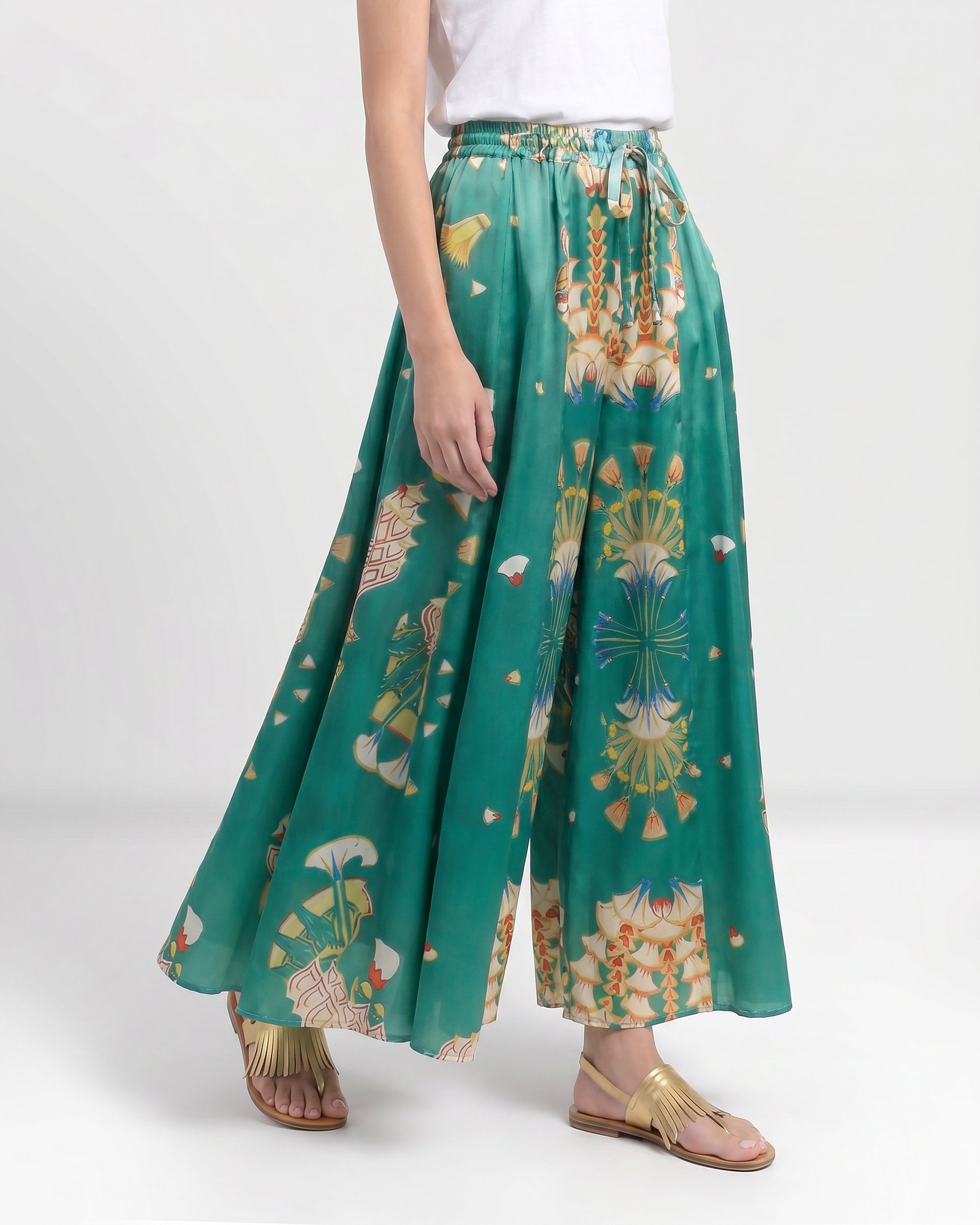 Pantalone verde in seta