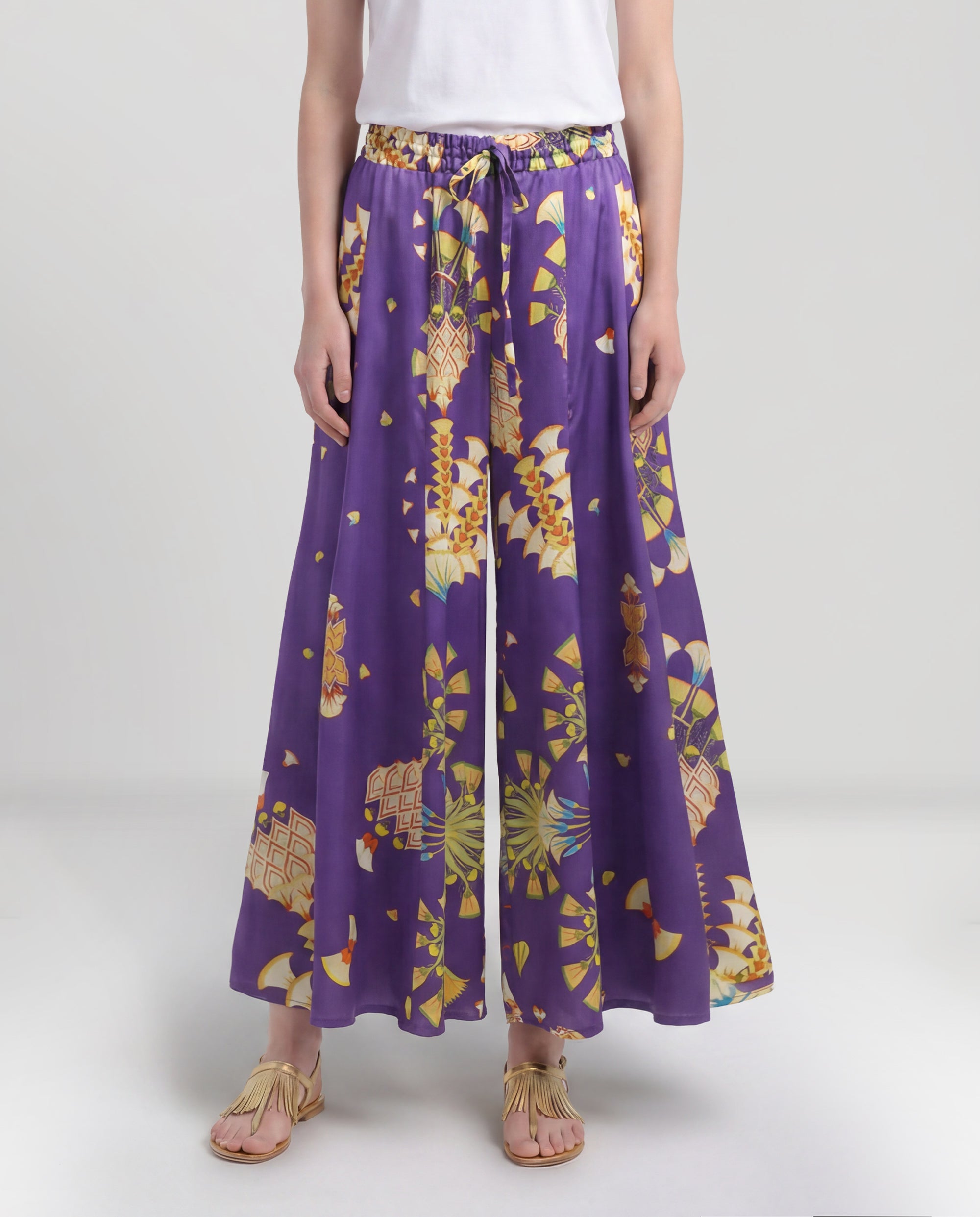 Pantalone viola in seta