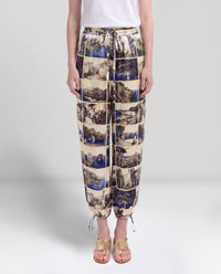 Powder blue silk trousers