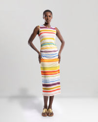 Abito midi sartoriale a righe