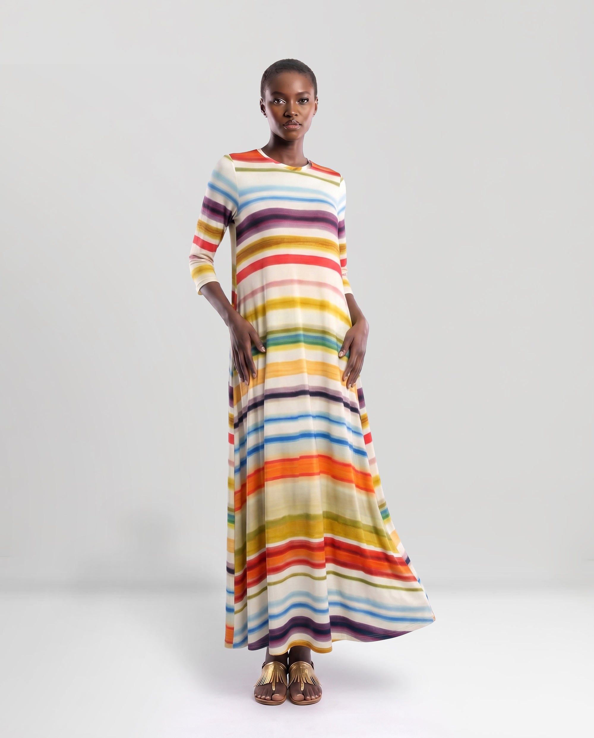 Vestito in jersey a righe