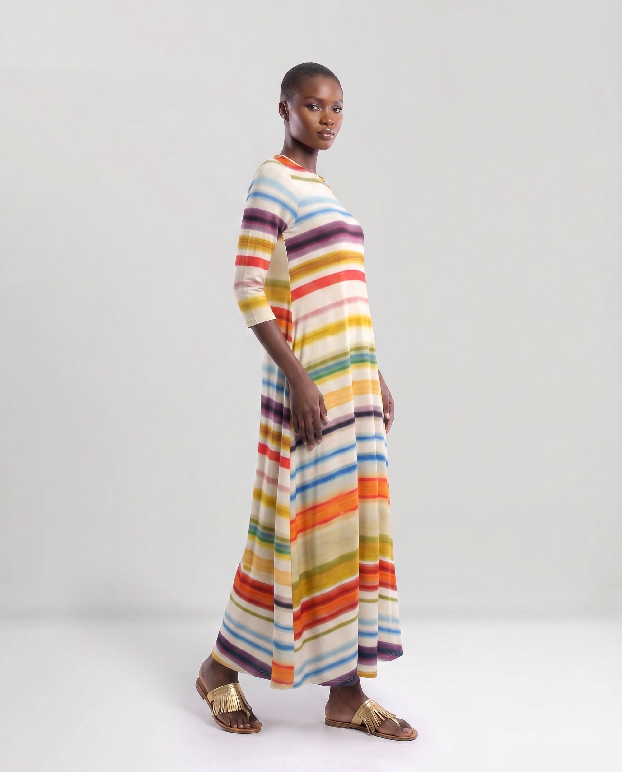Vestito in jersey a righe