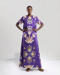 Maxi abito in seta viola