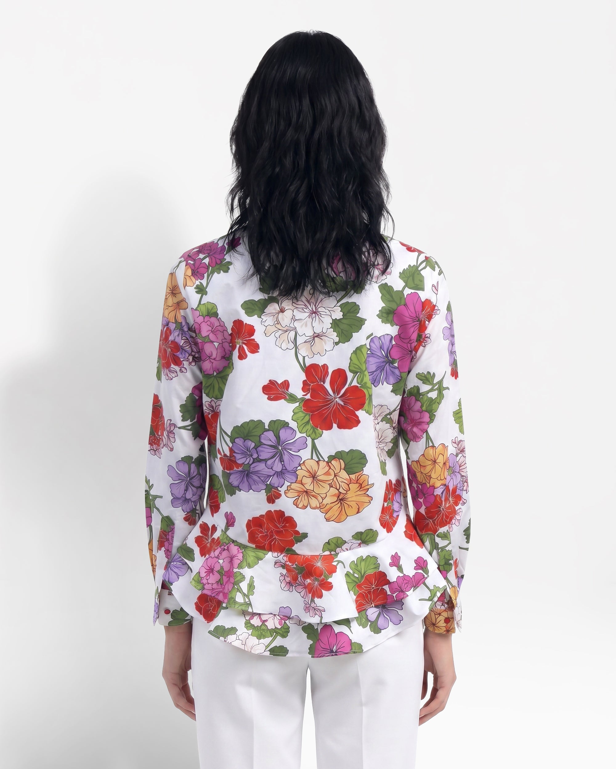Camicia in cotone con volant